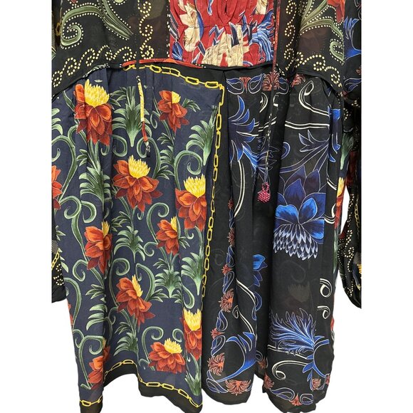 Farm Rio Arabesque Scarves Women's Mini Dress Long Sleeve Viscose Small Boho - Picture 6 of 13